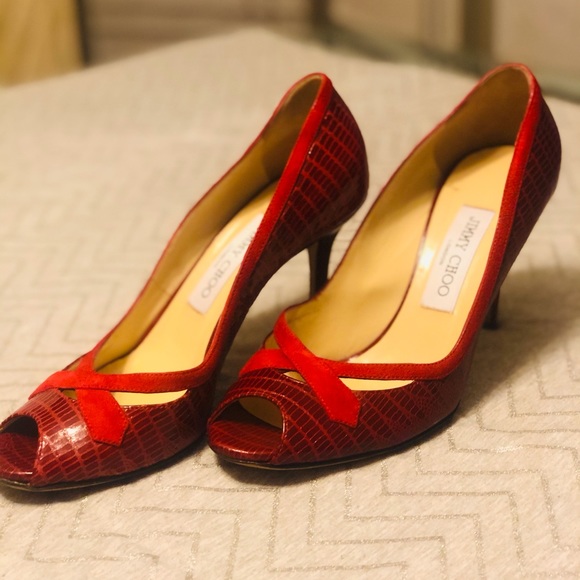 Jimmy choo Red peep Toe Pumps